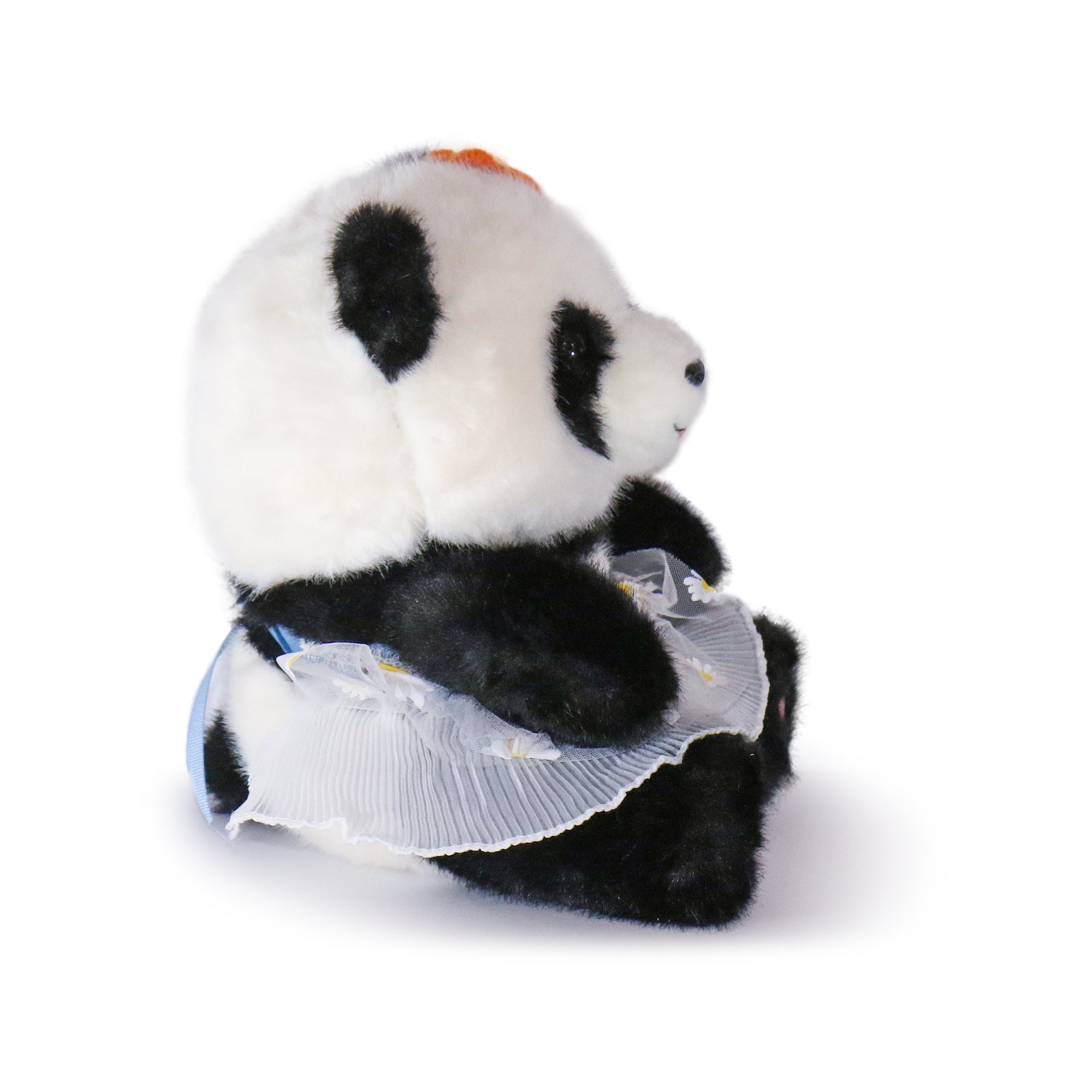 10-Inch Black & White Sunny Panda with Flowers