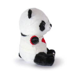 Image of 10-Inch Black & White Panda Plush Toy with Red Heart Sweater