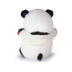 Image of 10-Inch Black & White Panda Plush Toy with Red Heart Sweater