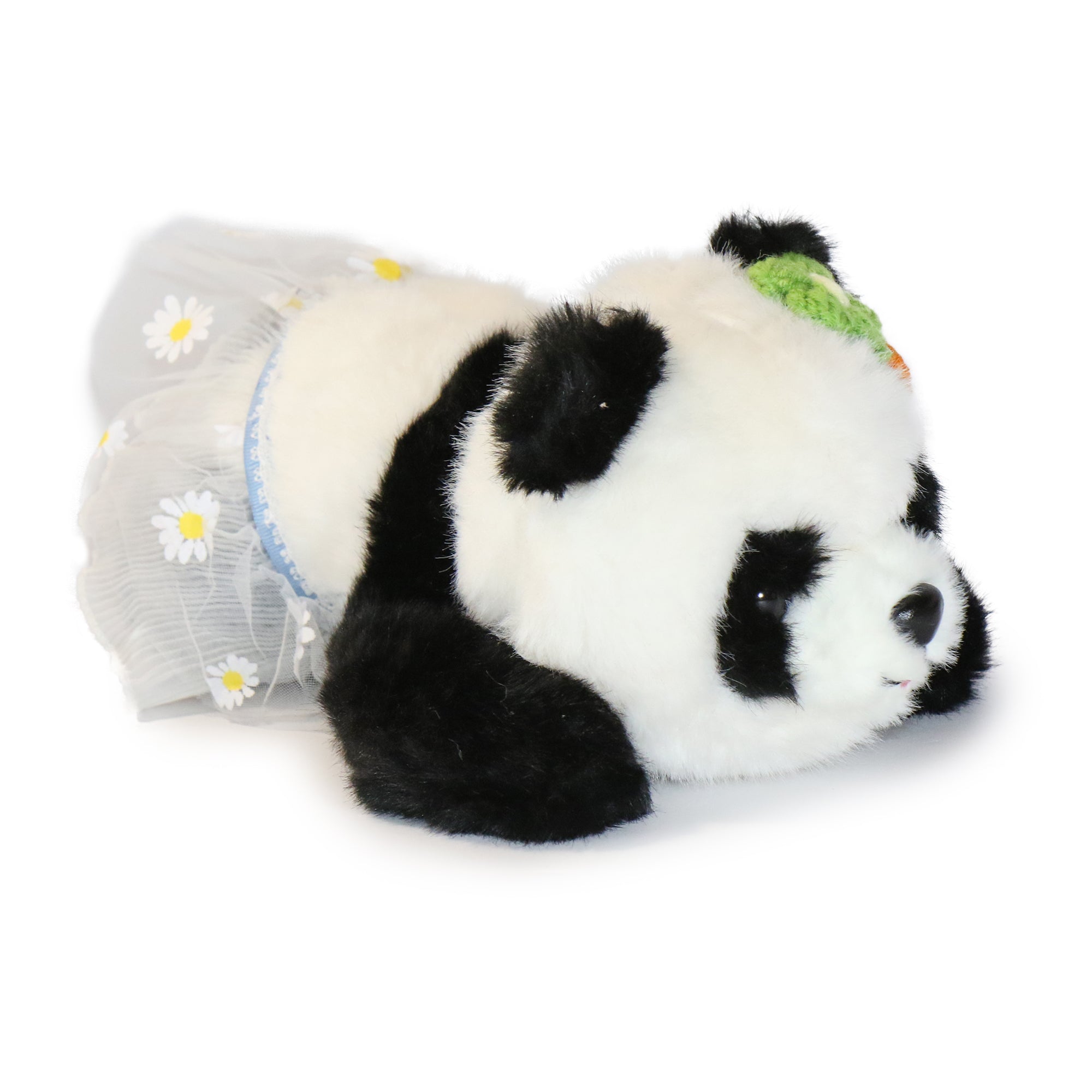 12-Inch Black and White Sunny Panda(Lying) with Shorts